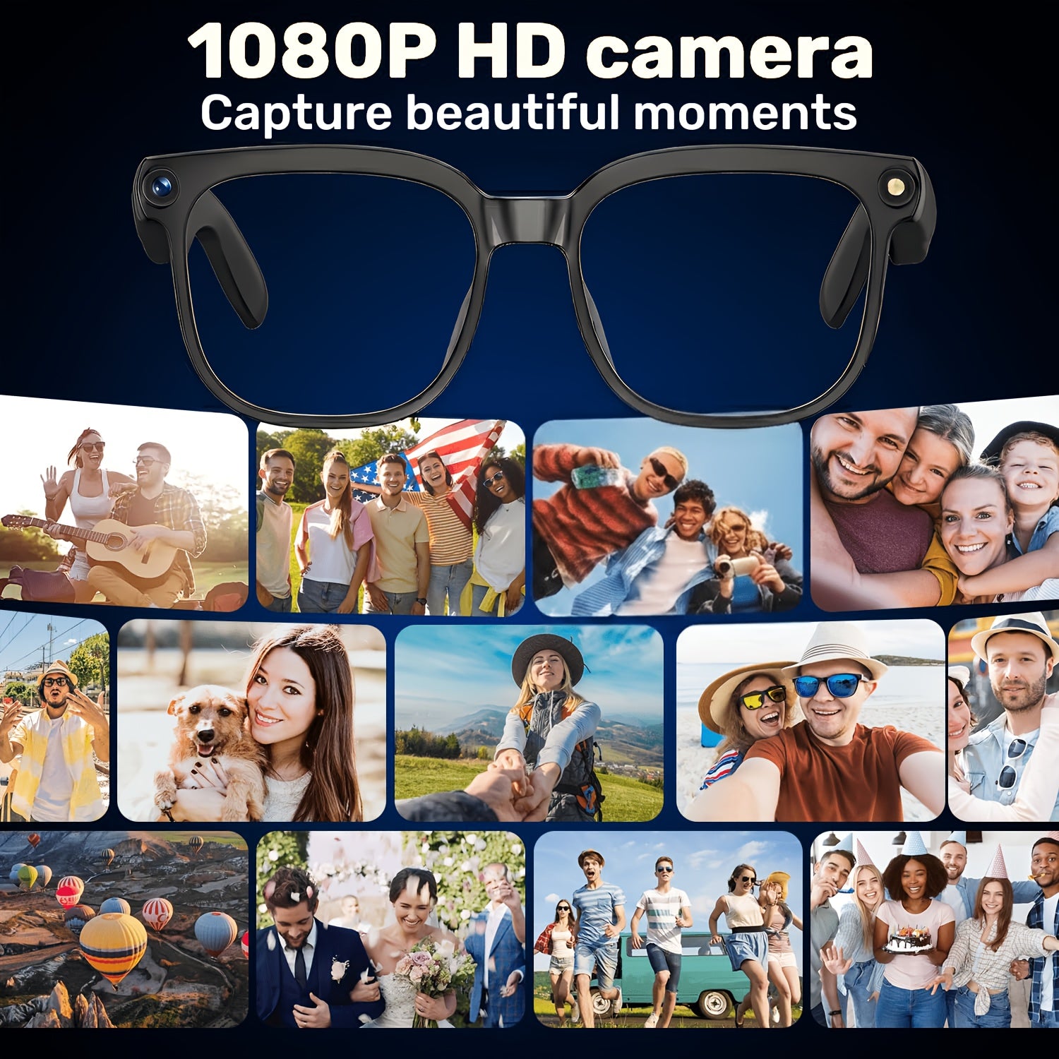 Smart Camera Glasses, 8MP HD Video Recording Glasses (with Audio Function), Wireless Camera With Photochromic Lenses, Real-time Translation, Voice Assistant, Object Recognition, Hands-free Music And Calls.