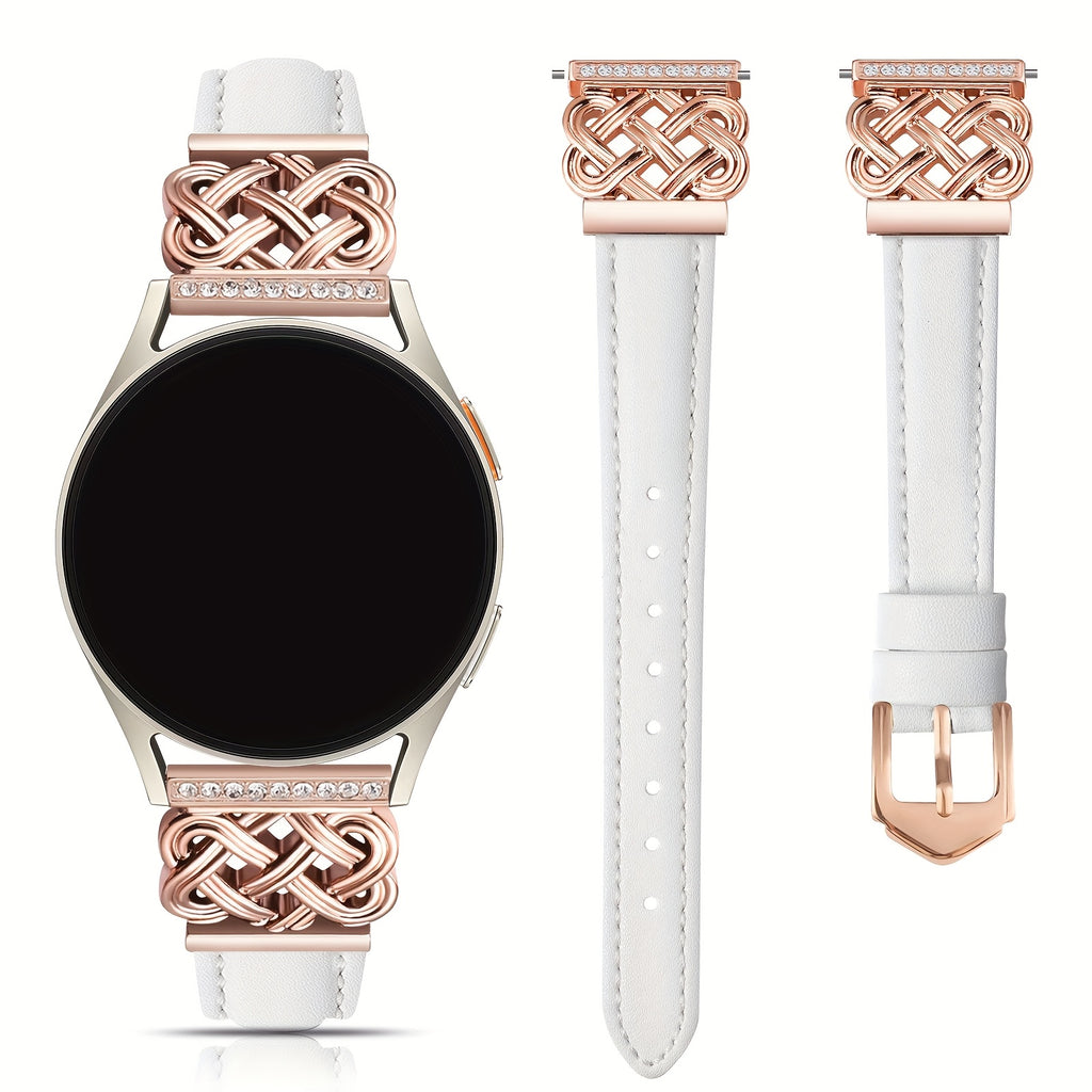 Straps Suitable for Samsung Galaxy Watch 7/6/5/4 44mm 40mm/Galaxy Watch 6 Classic 47mm 43mm/Galaxy Watch 5 Pro/Watch 4 Classic/Watch 3 41mm/Active 2, 20mm Ultra-thin Strap with Designer Carefully Designed Interlocking Buckle Ladies Watch Band.