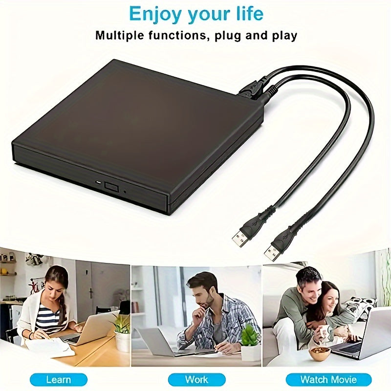 External DVD CD/DVD-ROM CD-RW Player Portable External CD-RW Drive DVD-RW Burner Recorder Player for Laptop Desktop Computer with Storage Bag