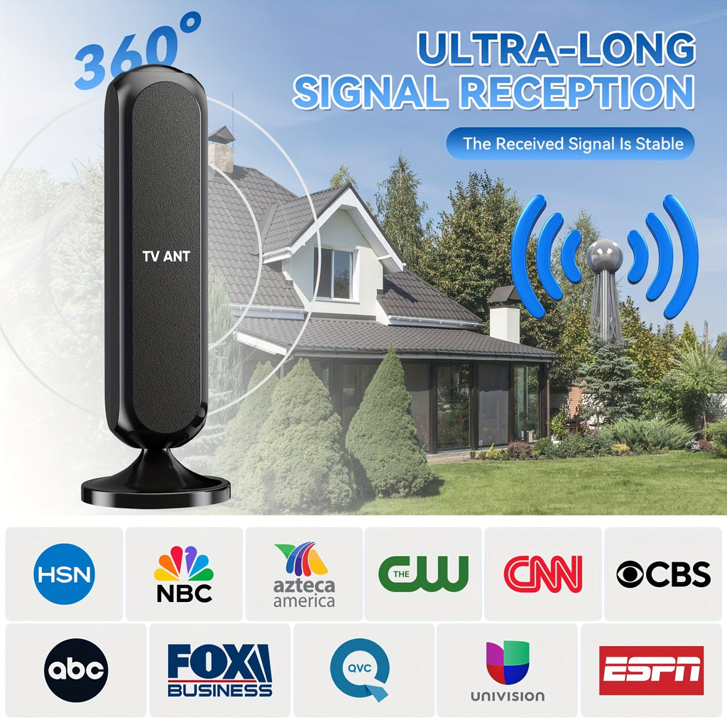 Indoor Satellite TV Antenna With A Range Of 200 Kilometers, Featuring HD 1080P And 4K Signal Amplification. Cable Length: 16 InchesIt Delivers 360° Enhanced Signal Stability For Local Channels, Providing Access To All Free-to-air Channels. Ideal For