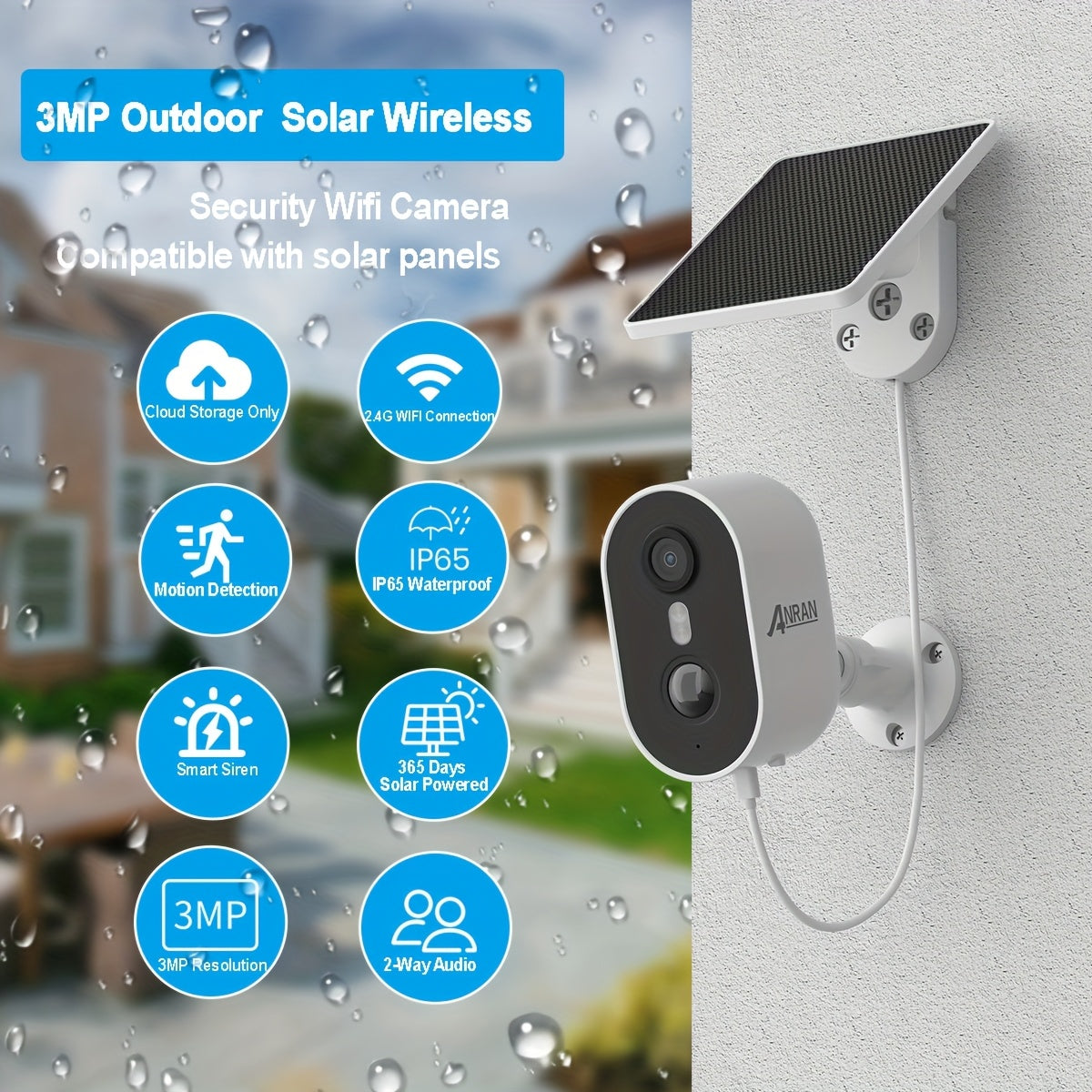 Outdoor Security Camera for Driveway Monitoring, 3MP with AI Motion Detection, 2-Way Audio & Color Night Vision, Cloud Storage Only, PIR Human Detection, Siren Alarm, Alexa Compatible