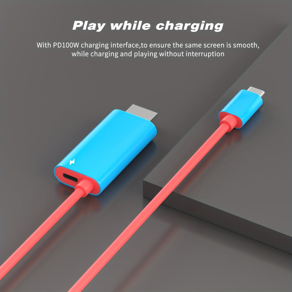 Portable 4K 30Hz HDTV-Compatible Cable for Nintendo Switch 1/OLED PD 100W Charging USB C to HDTV Adapter for Laptop Tablet Phone