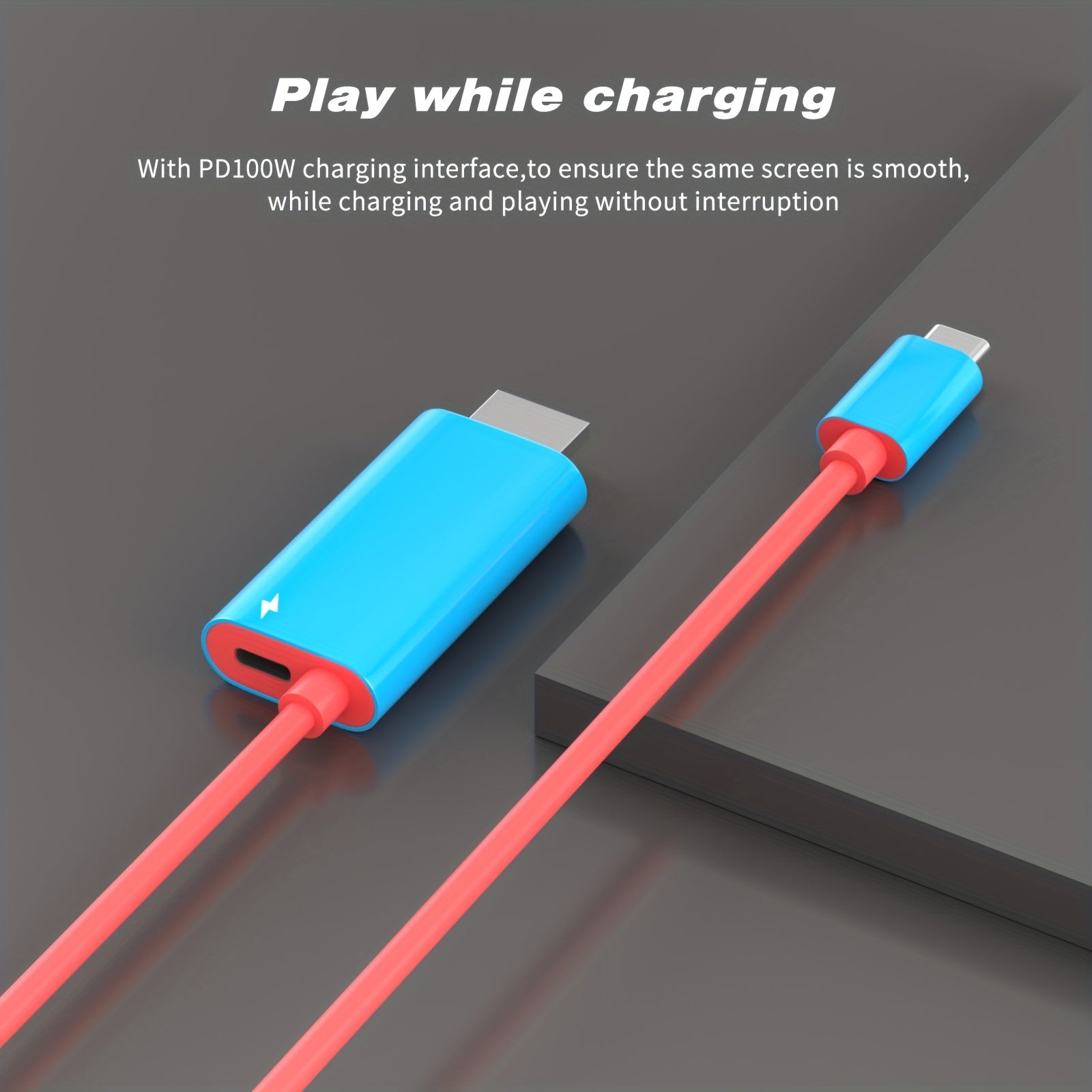 Portable 4K 30Hz HDTV-Compatible Cable for Nintendo Switch 1/OLED PD 100W Charging USB C to HDTV Adapter for Laptop Tablet Phone