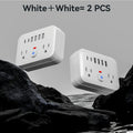 Mini Portable Surge Protector Power Strip, 8-in-1 Multifunction with 2 Outlets, 4 USB Ports, 2 USB-C Jacks, Overload Protection, US Plug, Wall-Mounted for Home, Travel, Office - Black & White, Travel Accessory | Sleek Black Design | Multi-port Surge