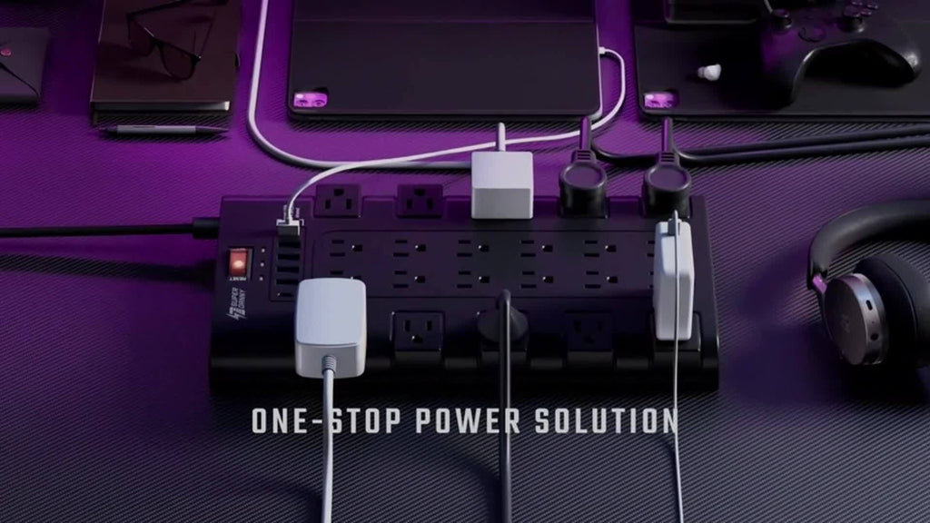28-in-1 Surge Protector Power Strip With Control Switch, 22 Spacious AC Outlets With 6 USB Ports (1 USB-C PD24/45W), 2100 Joules, Wall-Mountable 5/8/9/10/13Ft Extension Cord, Flat Plug, Multi-Outlet Power Bar With Overload Protection For Home