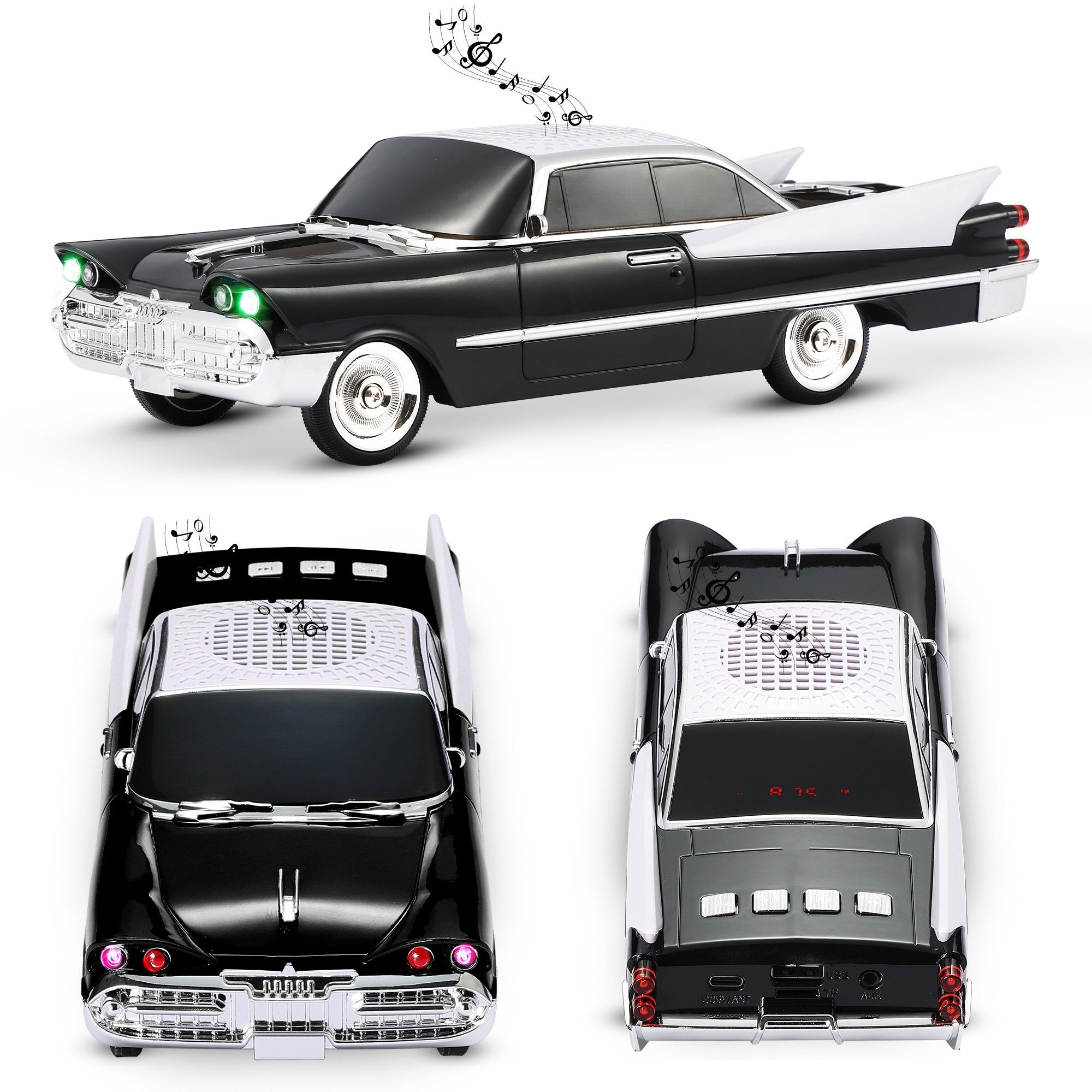 Fuzix WS-1965 Car Bluetooth Portable Speaker, Retro Car-Style Wireless Stereo Speaker with LED Headlights and Taillights, AUX/USB/TF/FM Radio Playback, Rechargeable Battery, High-Power Clear Sound, Multiple Playback Modes, Perfect Festival Gift, Ideal for
