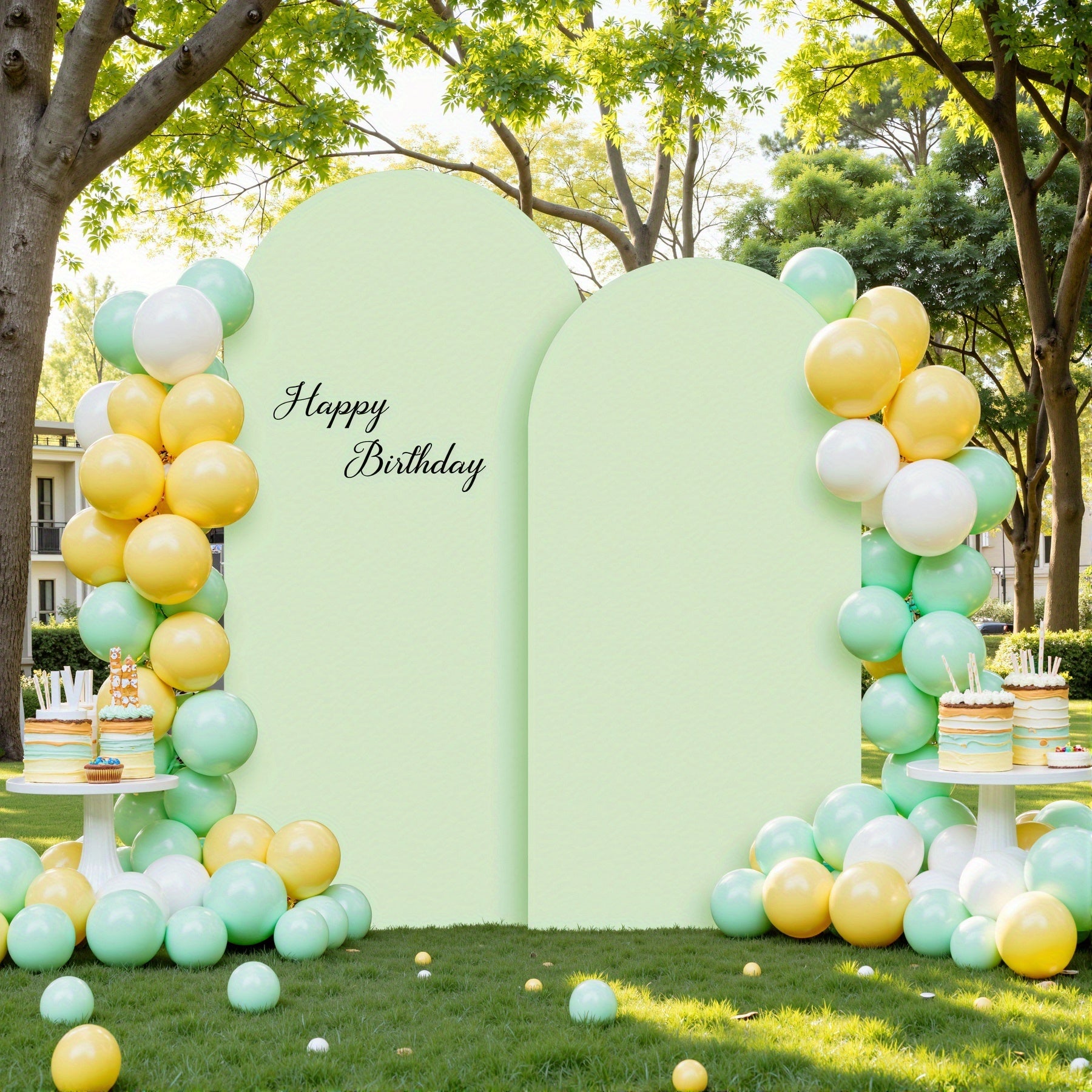 2D Flat, Two Different-sized And Styled Wedding Arch Banner Covers with Stretchable, Wear-resistant And Wrinkle-free Fabric, Tight-fitting Arch Covers Suitable for Wedding Ceremonies, Gender Reveals And Birthday Parties.