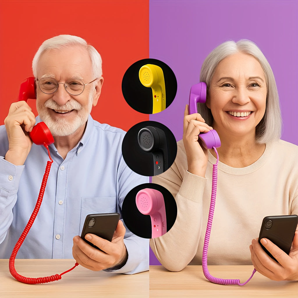 New Retro Phone Handset | Hands-Free Calling for Seniors with Clear Sound And Volume Control Button | Compatible with Smartphones, Tablets And Computers, with Optional Type-C Adapter | Available In Multiple Colors | Practical Christmas Gift