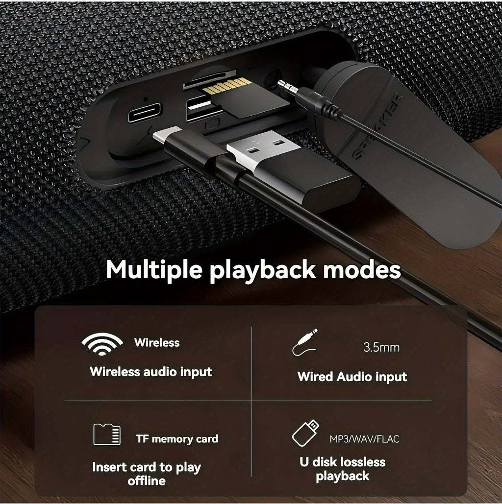 TG418 Wireless Speaker, Featuring Type-C, a 3000Mah Battery, And Compatibility with TF Cards, USB, And AUX. It Works with Mobile Devices, Tablets, And Computers, Delivering Loud Sound with LED Lights And Flashing Effects, Equipped with EQ Settings