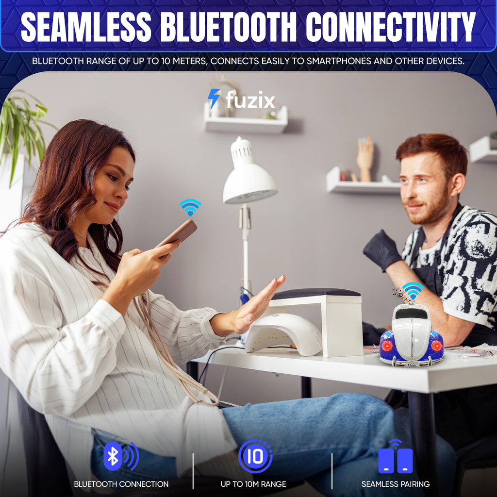 Fuzix WS-1958 Car Bluetooth Portable Speaker, Retro Car-Style Wireless Stereo Speaker with LED Headlights and Taillights, AUX/USB/TF/FM Radio Support, Rechargeable Battery, Clear and Powerful Sound Quality, Multiple Playback Modes, High-Quality Festival G