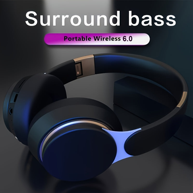Wireless Wireless Over-Ear Headphones with Built-in Mic, Foldable & Compatible for PC/Tablet/Smartphone - HD Sound Quality, Compatible for for school, Travel, Gaming Headphones