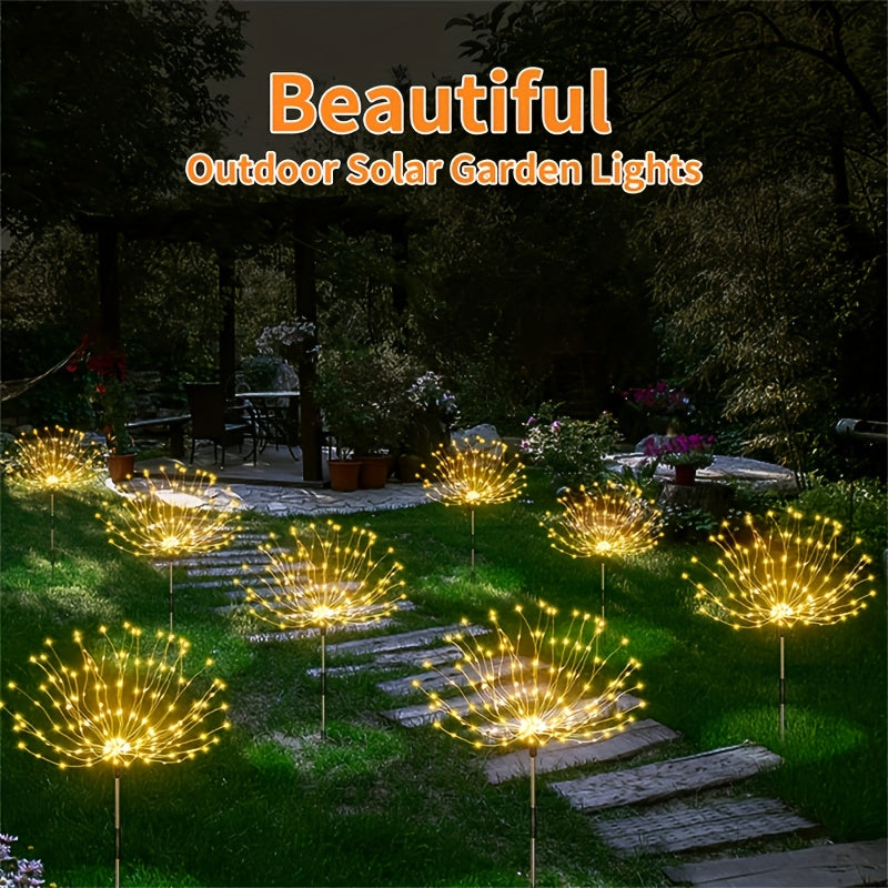420LED Solar Garden Lights Solar Firework Lights, 8Mode Lighting Solar Lights Outdoor Intelligent Light Smart Sensor Switch for Garden Patio Walkway Pathway Party Wedding Decorative 360/200/60LED