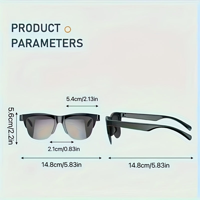 New AI Smart Glasses Compatible for Language Translation, Wireless Wireless/-Friendly Audio Glasses with Hands-Free Calling & Music, Rechargeable Suitable for Driving, Travel, Gifts for /, Multifunctional Smart Eyewear