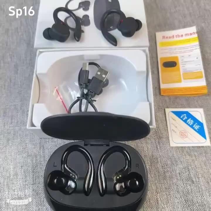 Open-Ear Wireless Earbuds 5.4, Wireless Sports Earphones with Built-In Microphone, Featuring Ear Hooks, 24 Hours of Playback Time, LED Display Charging Case, Suitable for Running And Fitness, in Black