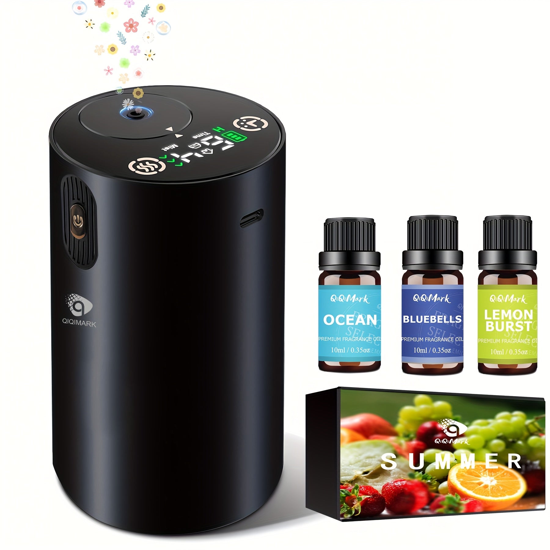 Waterless Diffuser for Essential Oil, Aromatherapy Diffusers for Home Nebulizer Air Freshener Diffuser Mini Scent Machine Battery Operated 4 Mist Level 1/2/3/4/6H Timers Auto-off for Car Bedroom Hotel