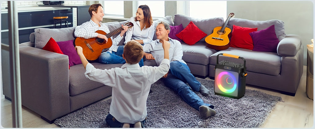 T19-T Karaoke Speaker with 2 Microphones, Karaoke Machine for Adult, Wireless Speaker with Karaoke Function, Home Speaker Karaoke System with RGB Light, Live Streaming Function, Christmas Gift