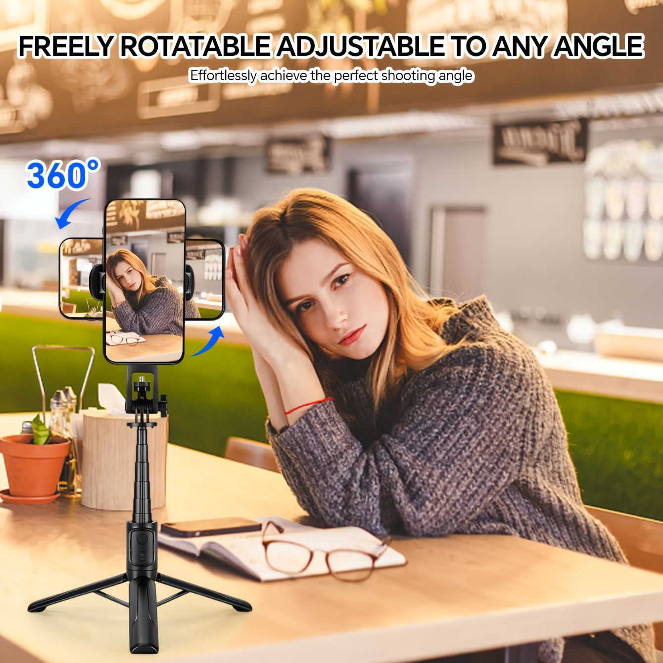 [Wireless Remote Control] 40 Inch Smartphone Selfie Stick Tripod, Expandable Selfie Stick Integrated Smartphone Tripod with Wireless Remote Control, 360 Degree Rotation, Suitable for iPhone 16/15/14/13/12/11 Pro/XS/XR/X/8/7 Plus Smartphone Android Phone