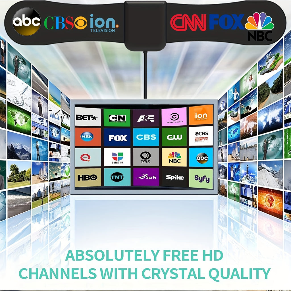 2025 Updated Ultra Thin TV Antenna, Long Range Indoor Antenna For Smart TV And All Older TV's, Digital TV Antenna With High Gain Coaxial Cable