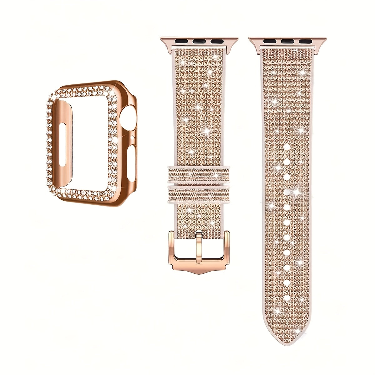 Elegant Fashion Chameleon Watch Band And Case for Apple Watch, Compatible with Series 1-9, SE, Ultra, Crystal Rhinestone Embellished, Shockproof Hard PC Material Protective Cover, Stylish Watch Upgrade, Durable Strap, Highquality Band, Fashionable Wristba