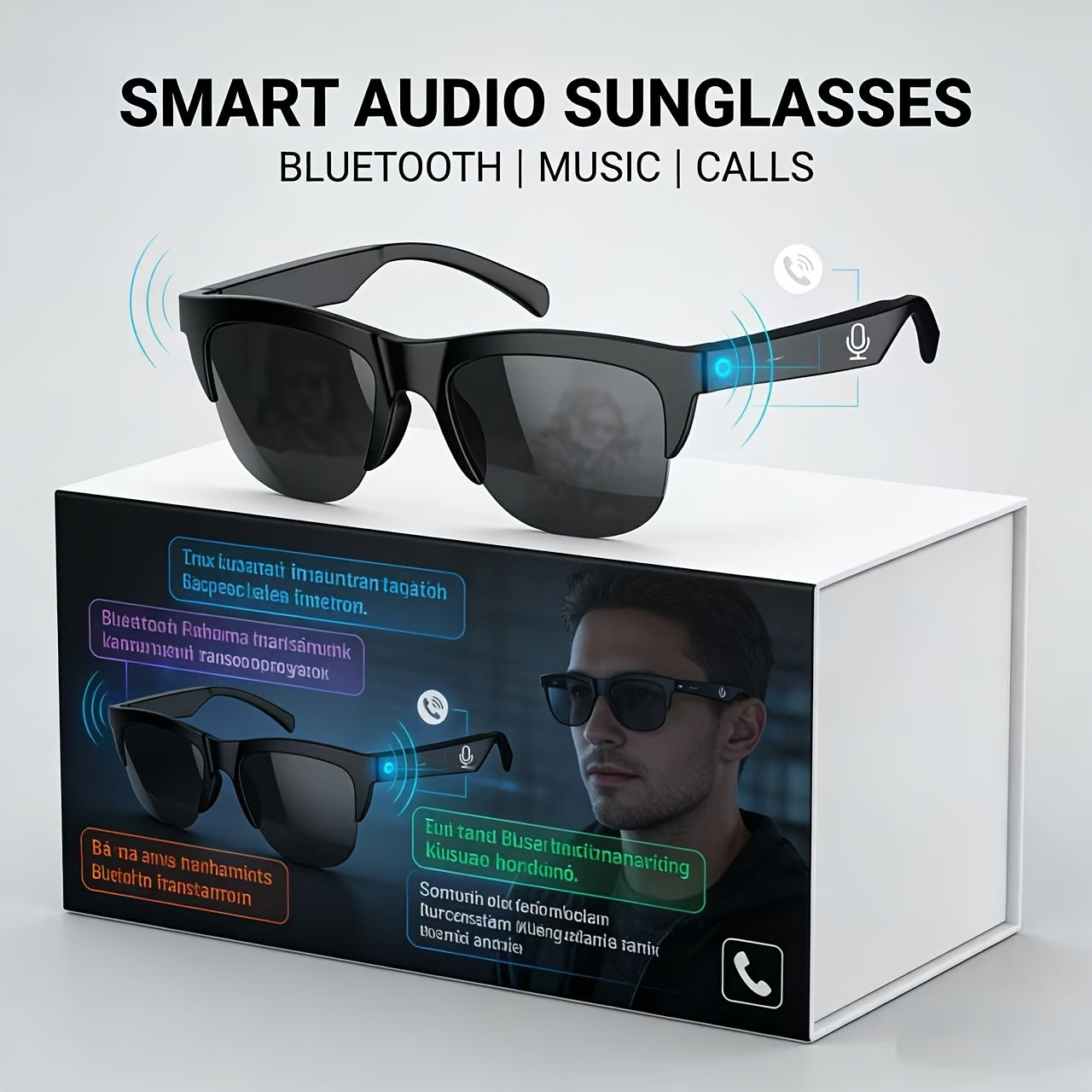 2026 New AI Smart Glasses with Multifunctional Black Technology Conference Simultaneous Real-Time Translator for Calling, Listening to Music, Wireless Wireless Earphones, Photosensitive Color Changing Glasses, Father'S Day, Easter, Birthday Gifts