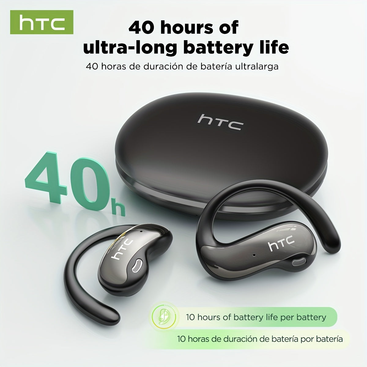 The HTC NE19 New AI Translation Earbuds (TWS) Support 134 Languages, Are Wireless Open-ear, Bluetooth 5.4 HiFi Audio, And Offer Long Battery Life, Making Them Suitable for Sports And Casual Attire. These Hands-free Wireless Earbuds Are Perfect