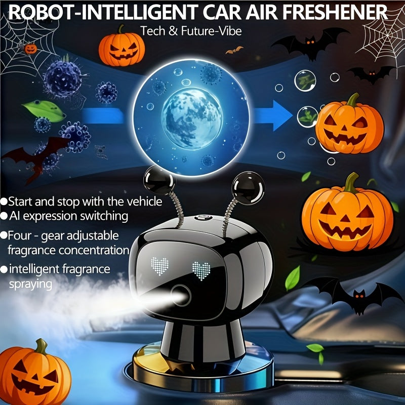 [USB Charging, Intelligent] Robot Smart Car Air Freshener, USB Charging, Four Concentration Levels, Intelligent Fragrance Spraying With Car Start And Stop, AI Expression Changes Flexibly, Adding A Sense Of Technology To The Car, It Is A Must-Have Item For