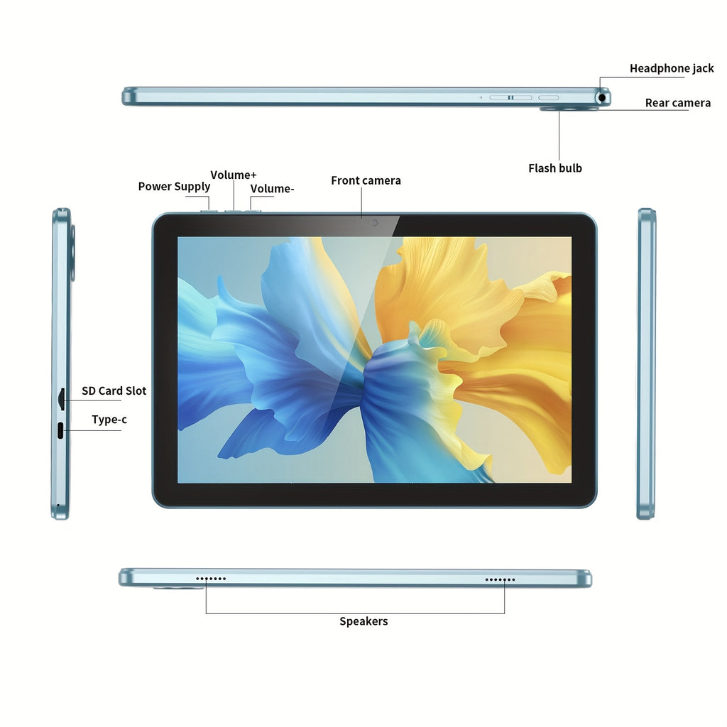 10-Inch Android 13 Tablet with 6GB RAM (2GB + 4GB Expandable), 32GB Storage Plus 512GB Expansion, Quad-Core Processor, 2.4G Wifi, IPS Touchscreen, Perfect for Watching Dramas, Ideal for Christmas Gifts, Tablet, Pad, Tablet, Pad