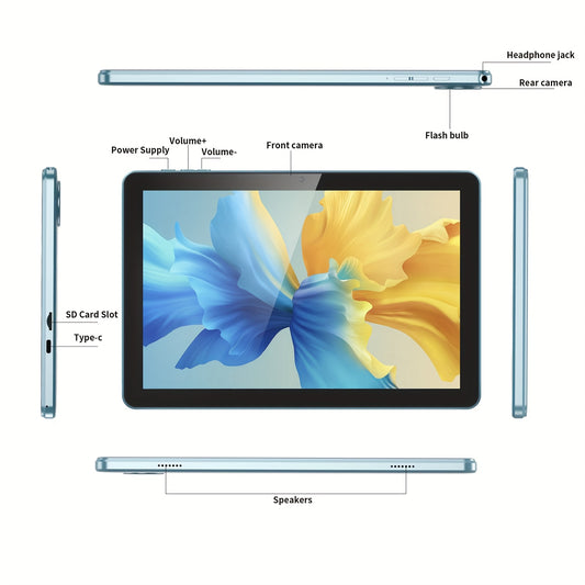 10-Inch Android 13 Tablet with 6GB RAM (2GB + 4GB Expandable), 32GB Storage Plus 512GB Expansion, Quad-Core Processor, 2.4G Wifi, IPS Touchscreen, Perfect for Watching Dramas, Ideal for Christmas Gifts, Tablet, Pad, Tablet, Pad