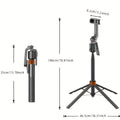 QAML 2025 NEW Q13 Aluminum Alloy Selfie Stick Tripod with 360° Face Recognition, Multi-Function Phone Holder with Remote, Extendable Travel Stand for iPhone, Android, Camera, Live Streaming, Video Platforms Vertical Adjustment for iPhone & Xiaomi Smartpho