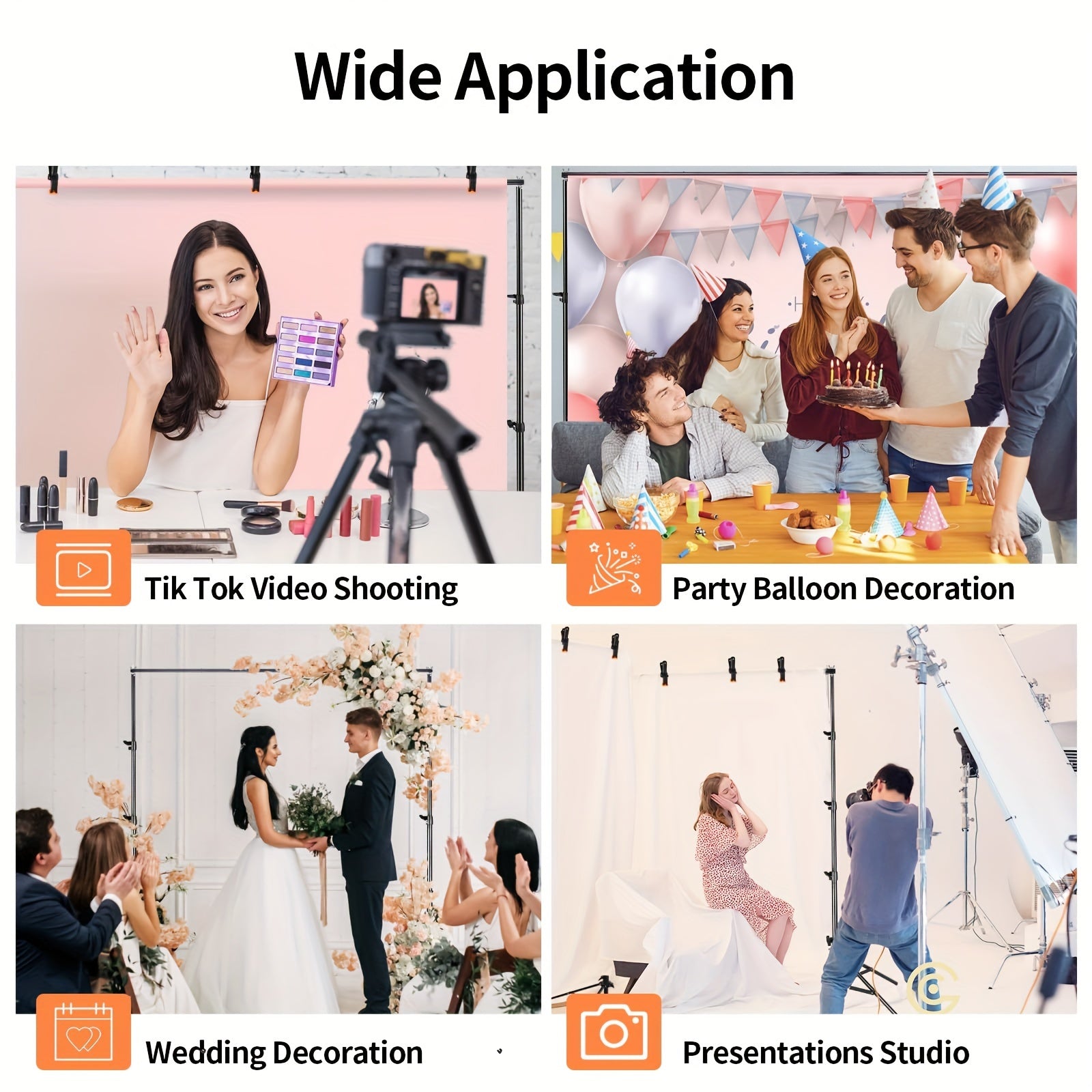 Backdrop Stand 9X6.5ft(WxH) Photo Studio Adjustable Background Stand, Metal Balloon Arch Stand, Wedding Arches for Ceremony, Rectangular Backdrop Stand for Anniversary Birthday Party Bridal Shower Decoration Home Decor
