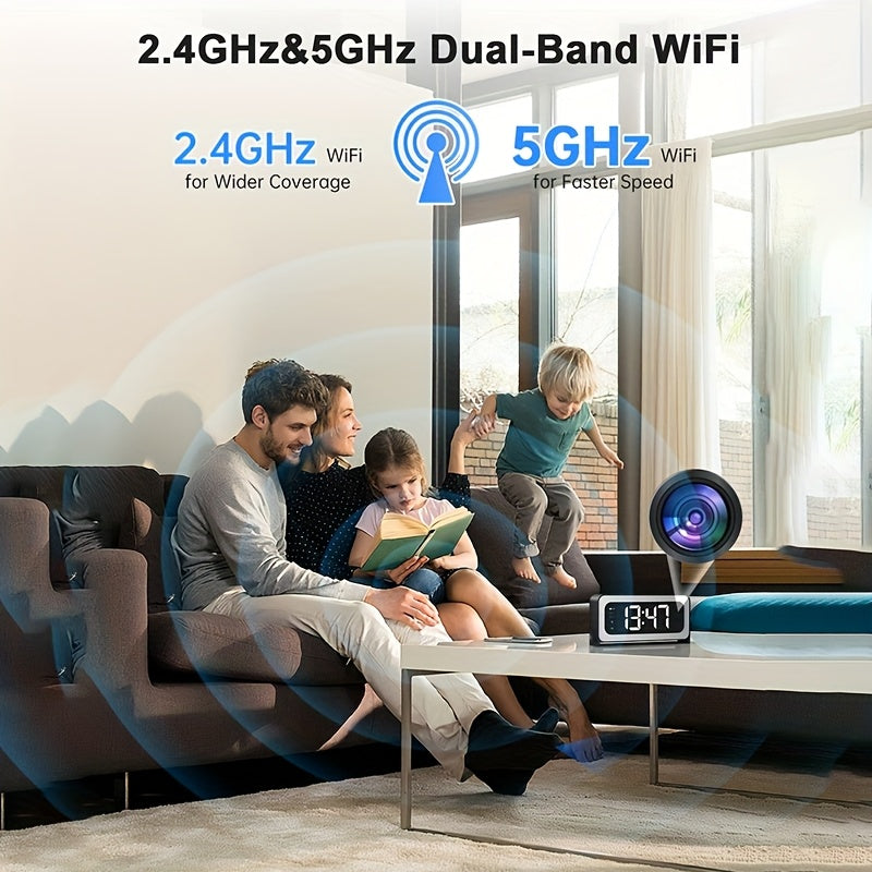 2K WiFi Clock Camera for Home, 5G&2.4Ghz Wireless Indoor Security Nanny Cam for Baby Monitor, Dog Camera with Motion Detection, Full Color Night Vision, Two-Way Talk