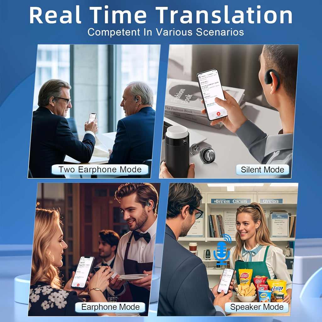 Wireless Translation Headphones with AI Voice Translation, No Latency Music, Real-Time Speech Translation, 156 Language Support, Type-C Charging, Includes Free Lanyard - Ideal for Multilingual Communication