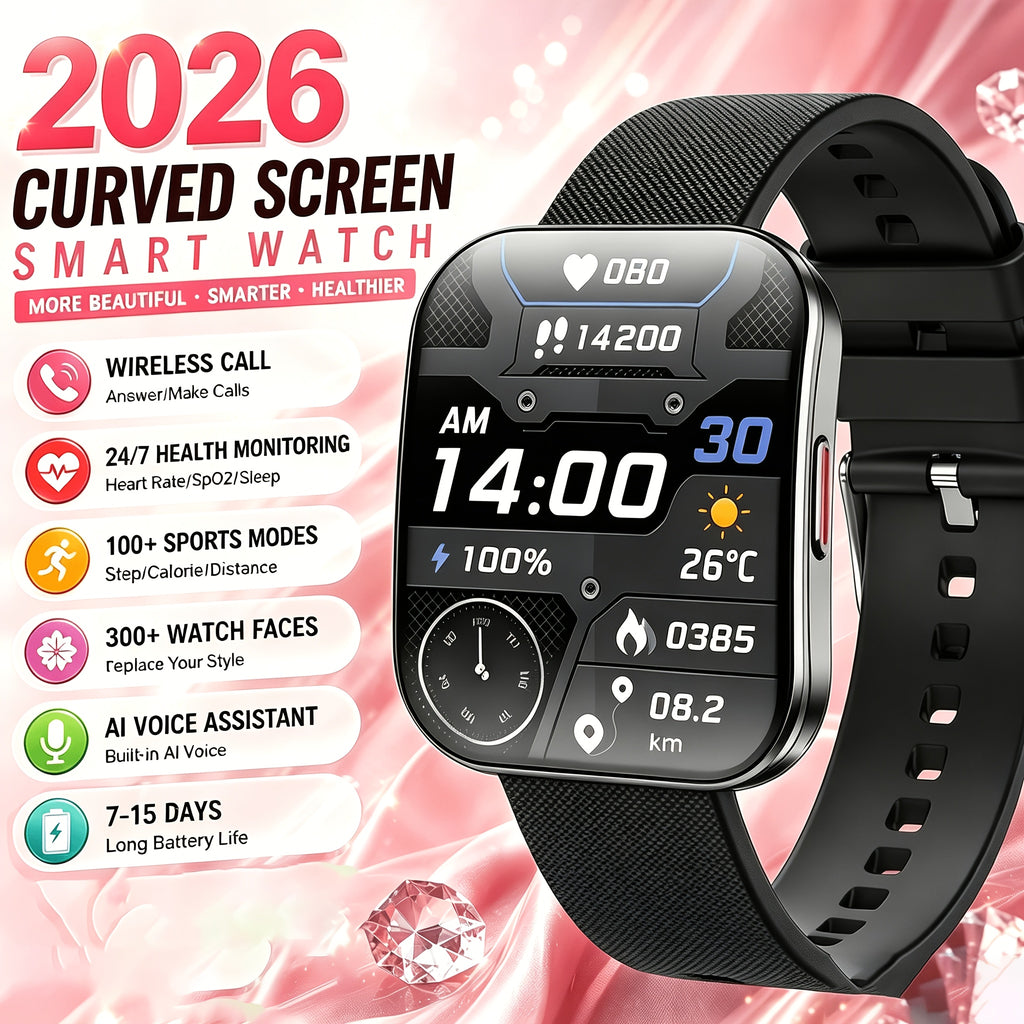 Smart Watches for Women, 1.85" Full Touch Curved Screen Smart Bracelet with Answer/Make Call, Message Reminder, Multiple Sports Modes, Camera Control/Music, Compatible with Android And Iphone, Fitness Watch for Men/Women - Friend Gift, Birthday Gift