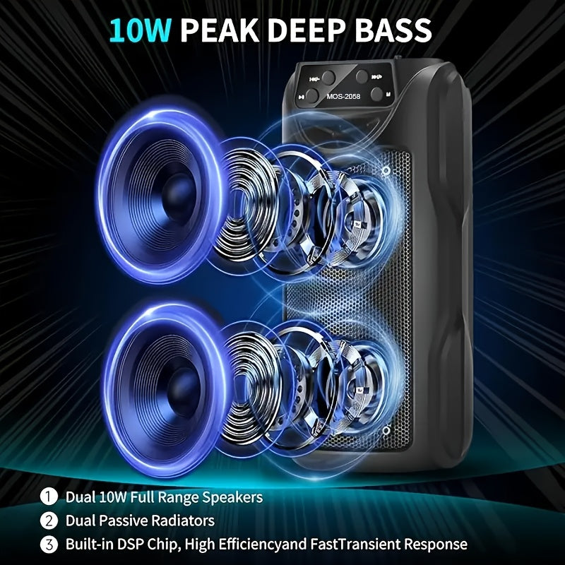 MOS-2058 Wireless Portable Speaker Outdoor Speaker with LED Ambient Lighting Stereo Dual Speaker System Ideal for Bedrooms/Living Rooms/Parties/Outdoor Camping