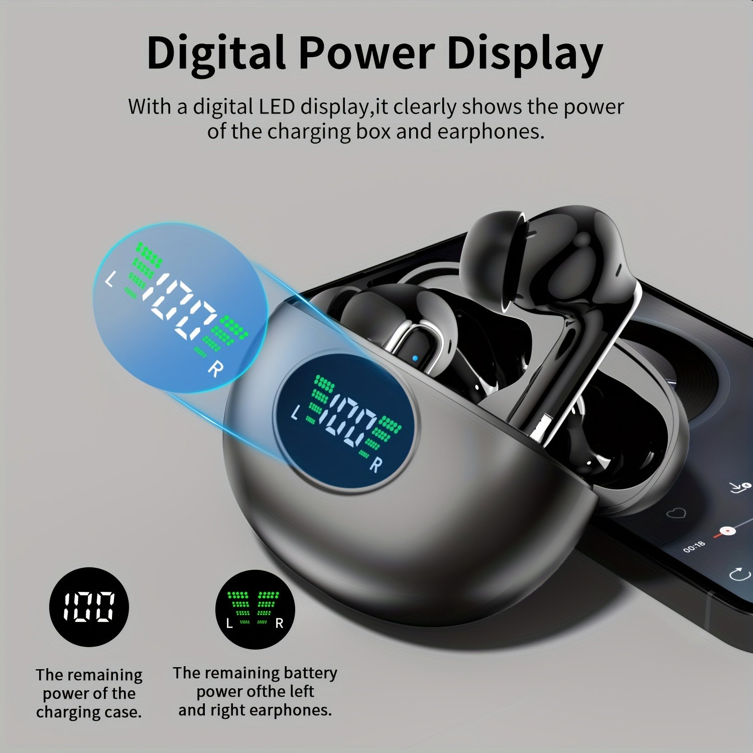 Bluetooth Earphones, Bluetooth Earbuds, In Ear Earphones, Wireless Earphones, with LED Power Display Charging Case, Bluetooth 5.4 Earphones, True Wireless Bluetooth Earphones, Playback Time Of 40 Hours, Wireless Noise Cancelling Microphone, Deep Bass