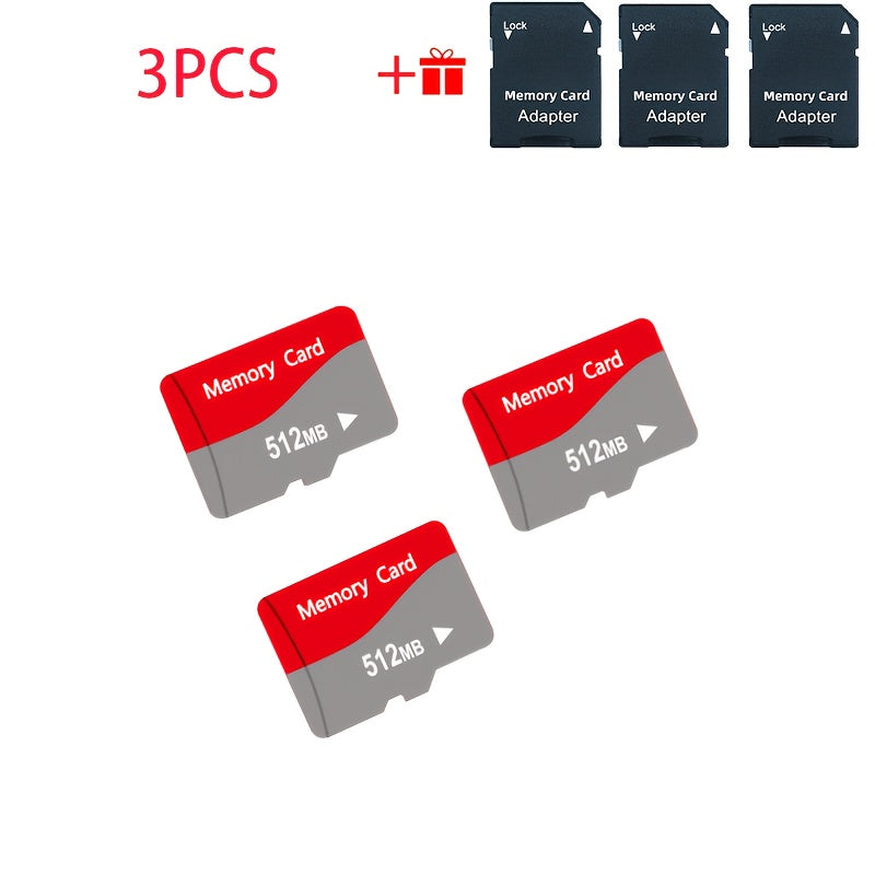 3pcs MEMORY CARD (128MB 256MB 512MB) with ADAPTER, HIGH SPEED MEMORY CARD, UHS-I A1 MEMORY MICRO SD for TABLETS/ CAMERAS/ MOBILE PHONES/ CAMERAS/ CAR AUDIO/ GAMES CONSOLE/ POINT READING PEN/ STEREO- Securely Store Your Files!