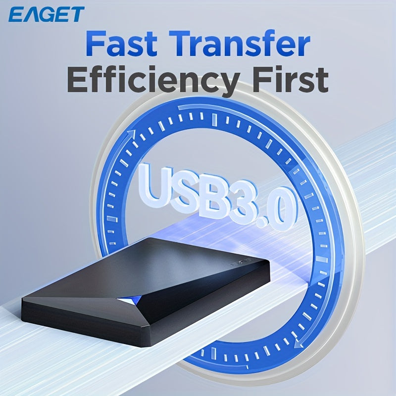 EAGET Portable External Hard Drive, High-Speed USB 3.0 Connectivity, Plug & Play, Durable Mobile Storage Device For PC Ps4/5 Xbox, NTFS Pre-Formatted, Compact And Lightweight Design, Supports UASP Protocol - 250GB/320GB Options Available