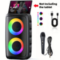Bluetooth speaker, wireless speaker, karaoke machine with 1 wired microphone or 1 wired microphone+1 wireless microphone, adult portable speaker, PA system with LED lights singing karaoke speaker, supports TF card/USB, AUX input, TWS suitable
