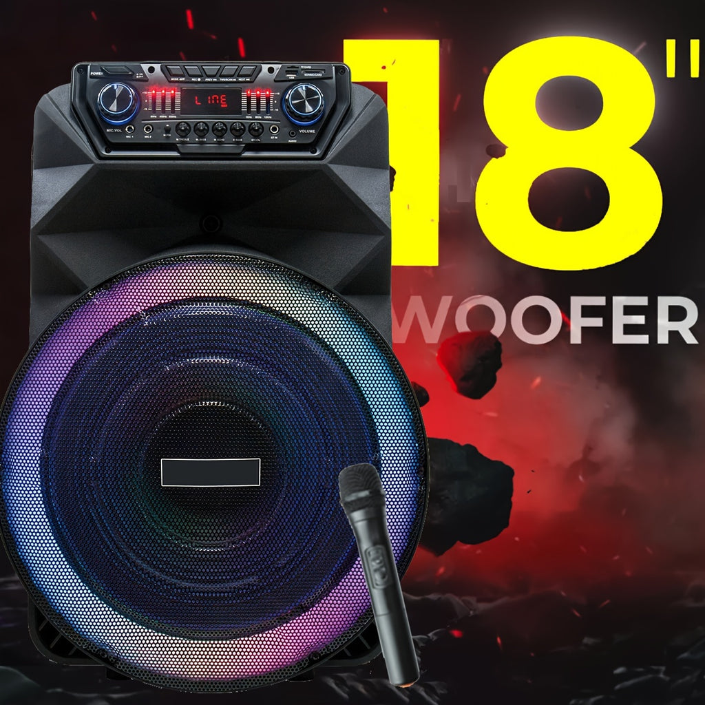 1000W Portable Rechargeable FM Wireless Speaker 8-Inch Subwoofer Heavy Bass Sound System Remote Control Party Speaker W/ Mic LED AUX in