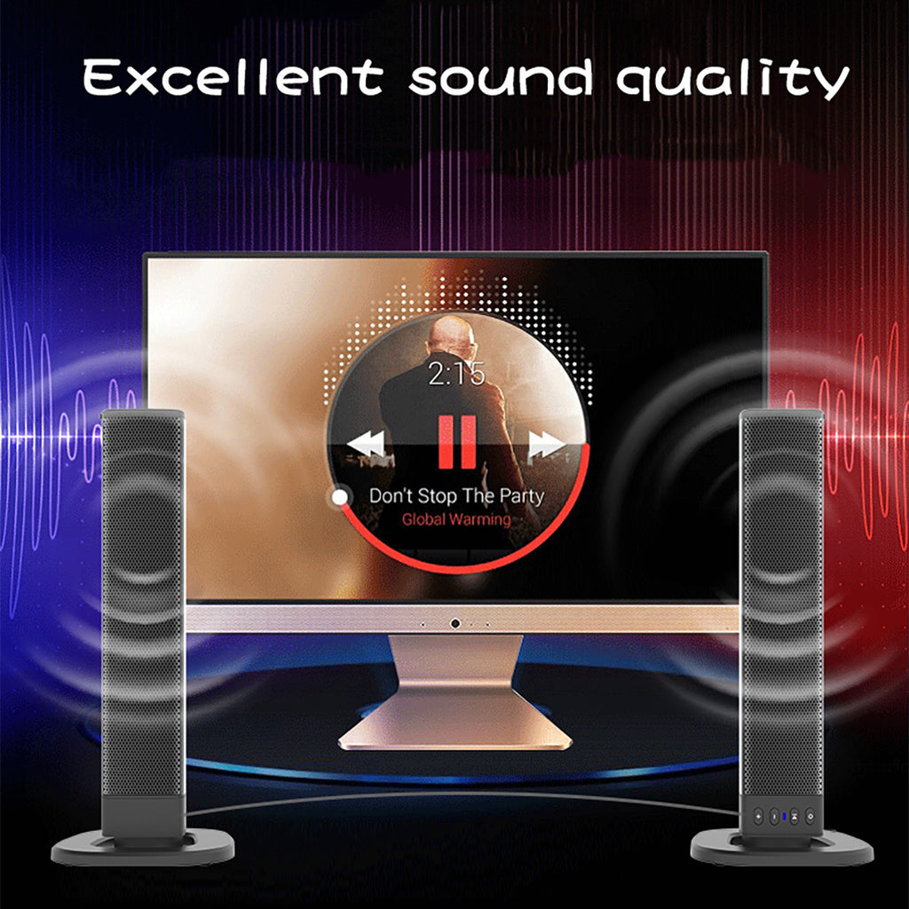 Separable All-in-One Home Theater Sound Bar, Surround Sound System TV Soundbar with 4pcs 5W Magnetic Speakers and 1pc Echo Tube, Supports Wireless, AUX Connection for PC/Gaming/Projectors, TWS, Black