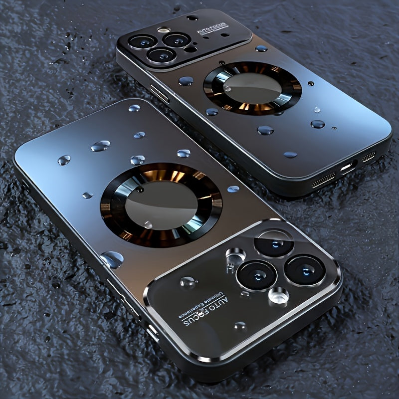Phone Case: Luxury Matte Titanium Magnetic Wireless Charging Phone Case for iPhone 17 Air 16 15 14 13 12 11 Pro Max Plus Anti-Fingerprint Shockproof Armor Glass Lens Case, Phone Accessories, Fashion Cover, Streamlined Design, High Quality Case