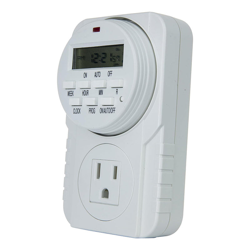 1Pc 7 Day Heavy Duty Digital Programmable Timer - Two Outlet 24 Hour Digital Timer, Timing Solution for Hydroponics, 120V, 60Hz, Indoor, for Lamp Light Fan