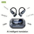 HTC NE25 New AI Smart Translation Wireless Earphones, Open-Back Wireless Headphones, Hi-Fi, HD Sound Quality, Lightweight And Portable, Supports 135 Languages, Long Battery Life, LED Full-Color Smart Screen, Low Latency, Suitable for Gaming