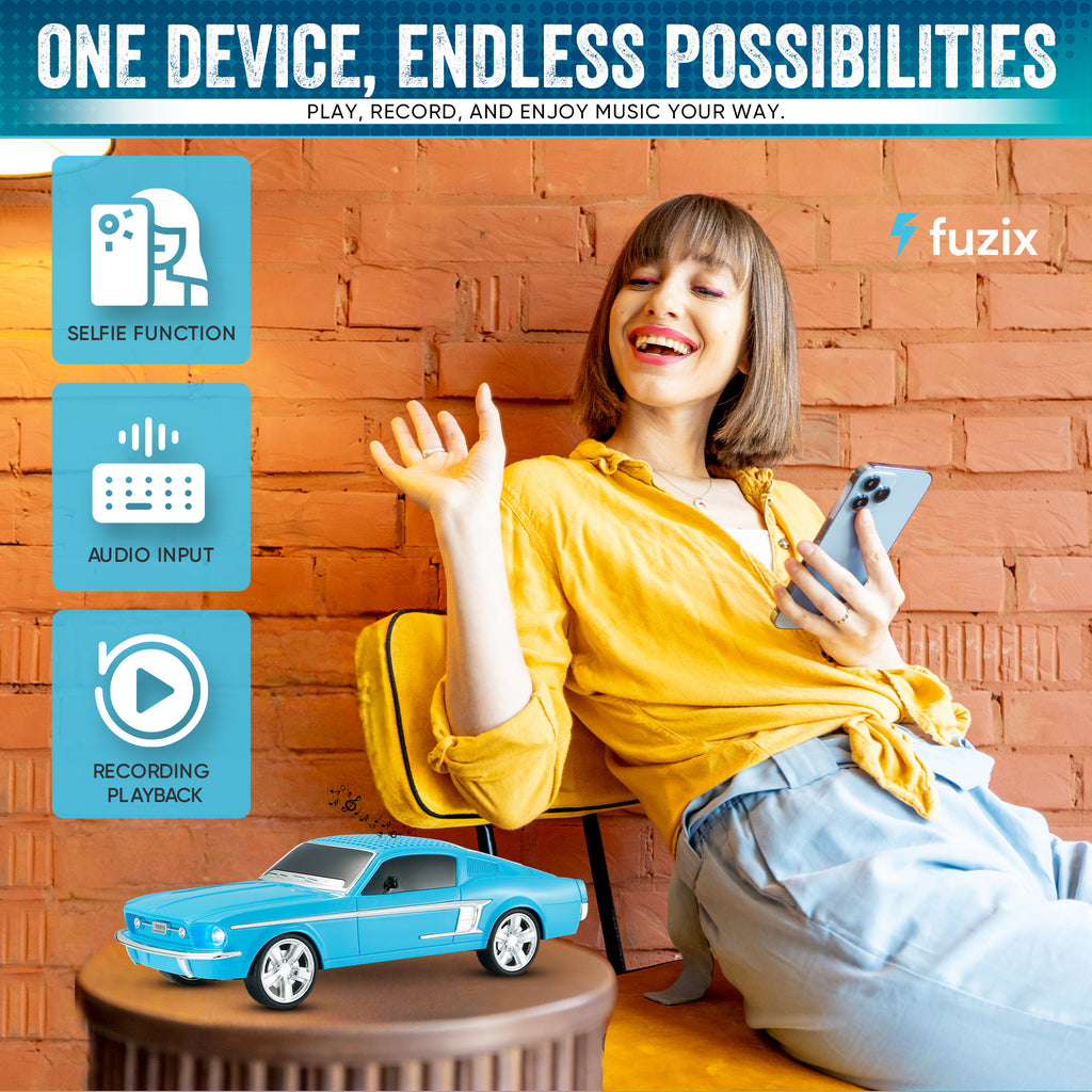 Fuzix WS-1967 Car Bluetooth Speaker – Retro Replica Design with LED Lights, Wireless Stereo Sound, FM Radio, USB/TF/AUX Input, Multiple Playback Modes, Rechargeable Battery, Clear High-Quality Audio, Perfect for Home, Travel, Parties & Festival Gifts