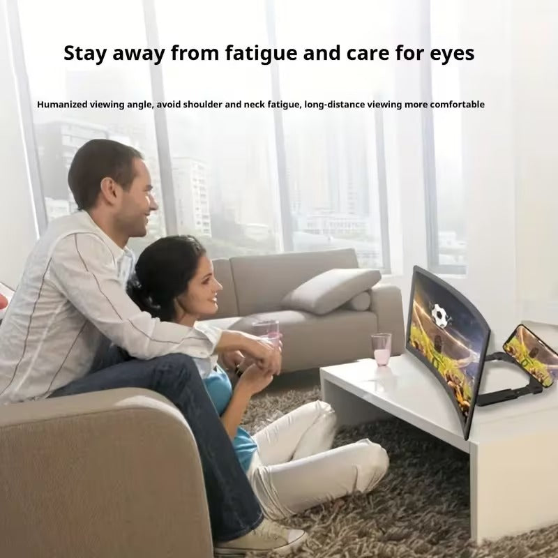 [HD Curved Magnifier] 16-Inch HD Curved Phone Magnifier Featuring a Foldable Stand, a Contrast Ratio of 3000:1, And a Wide Viewing Angle of 1080 Degrees. It Is Ergonomically Designed for Watching Movies, Gaming, And Video Calls