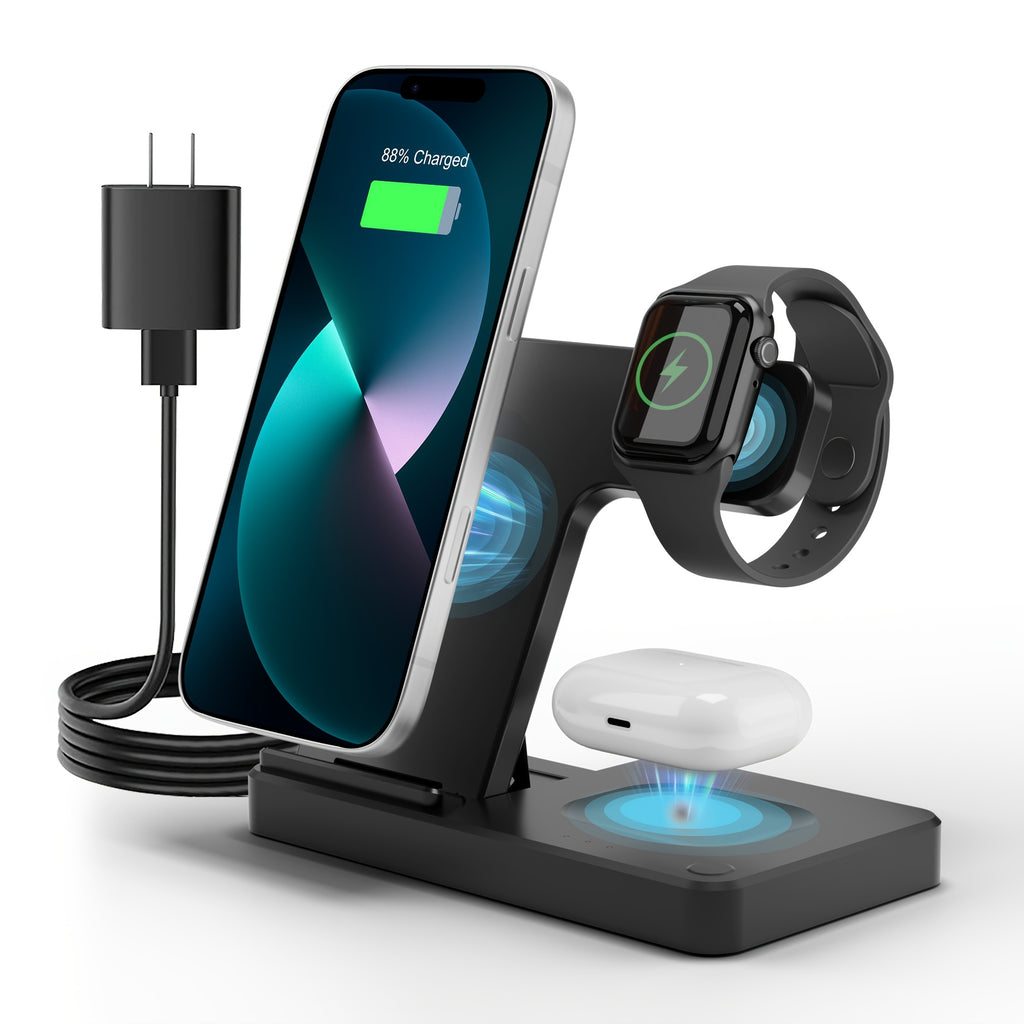 Wireless Charging Station 3 in 1 Standard 15W for Mag-Safe Fast Wireless Charger Stand, for Iphone 17 16 15 14 13 12 11 X 8 Pro Max/Pro/Mini/Plus, for Iwatch Ultra 10/9/8 7/6/5/4/3/2 SE, for Airpods 4/3/2/Pro/Pro2, Halloween/Christmas/Birthday Gift