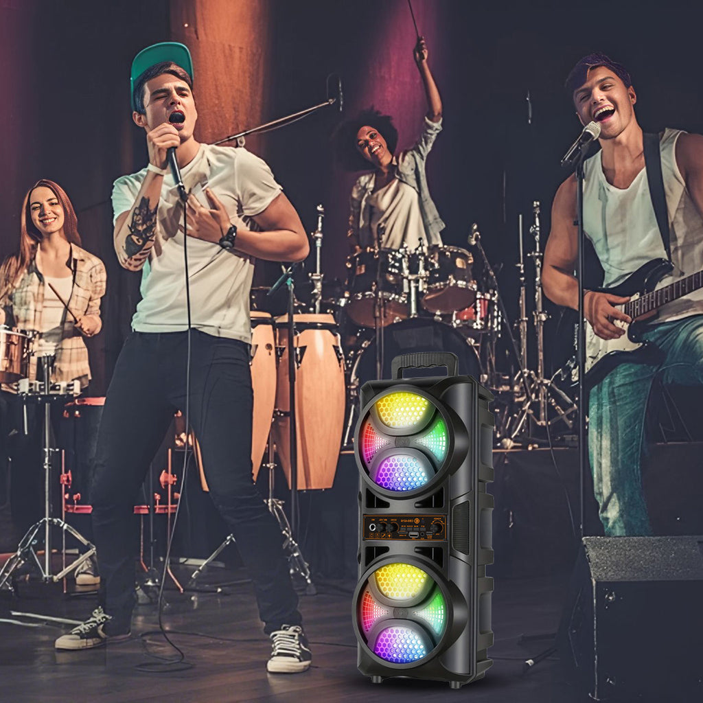 8000W Portable Speaker with Subwoofer, Karaoke Speaker, High-Power Wireless Audio System, Includes Microphone and Data Cable, Clear Sound Quality, Supports TF Card/USB/AUX/TWS, Ideal for Camping Karaoke, Indoor Dancing, Family Gatherings