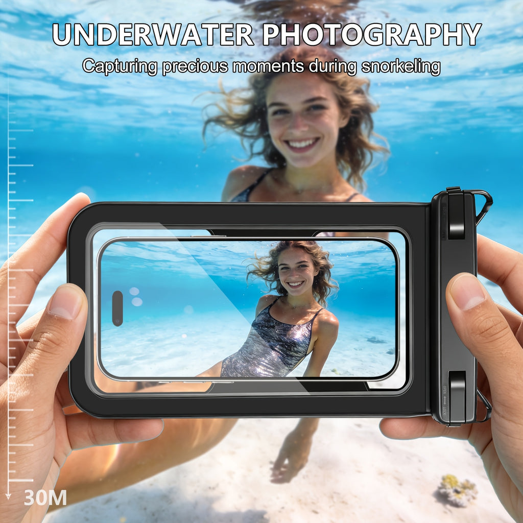 Rynapac 2pcs Floating Phone Pouch - 7.5 Inch Dual Compartment Clear Shockproof And Sandproof for Iphone 16 15 14 13 12 Pro Max, a Must-Have for Swimming, Rafting, Kayaking