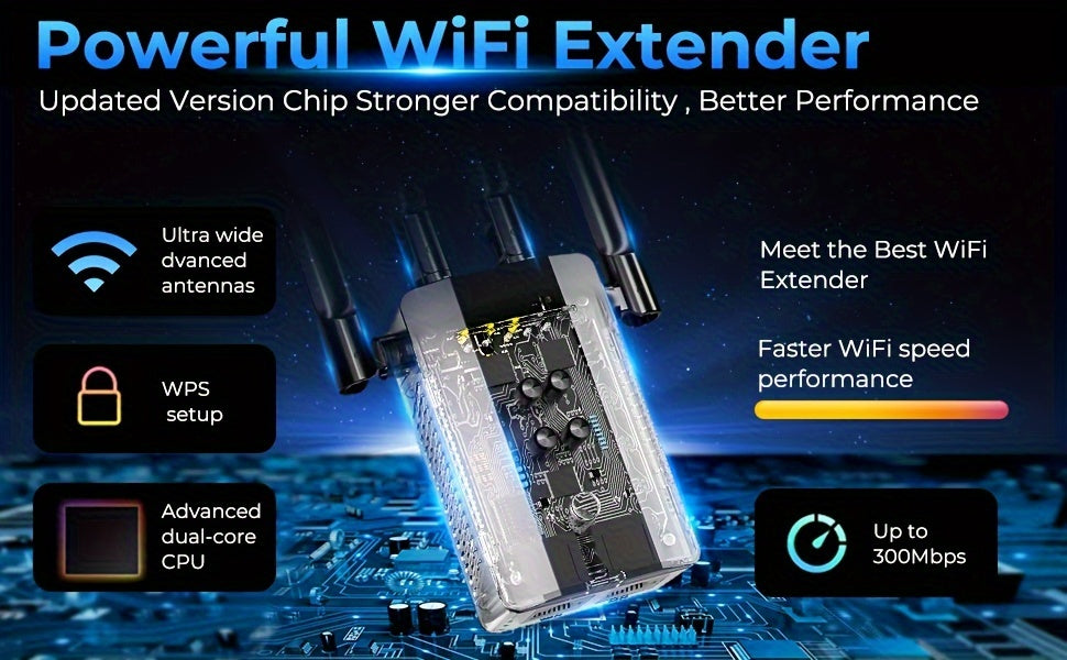 WiFi Extender Signal Booster for Home, Internet Extender WiFi Booster, Long Range Up to 12880 Sq Ft And 105 Devices, Internet Extender WiFi Booster, WiFi Repeater with Ethernet Port, Signal Booster
