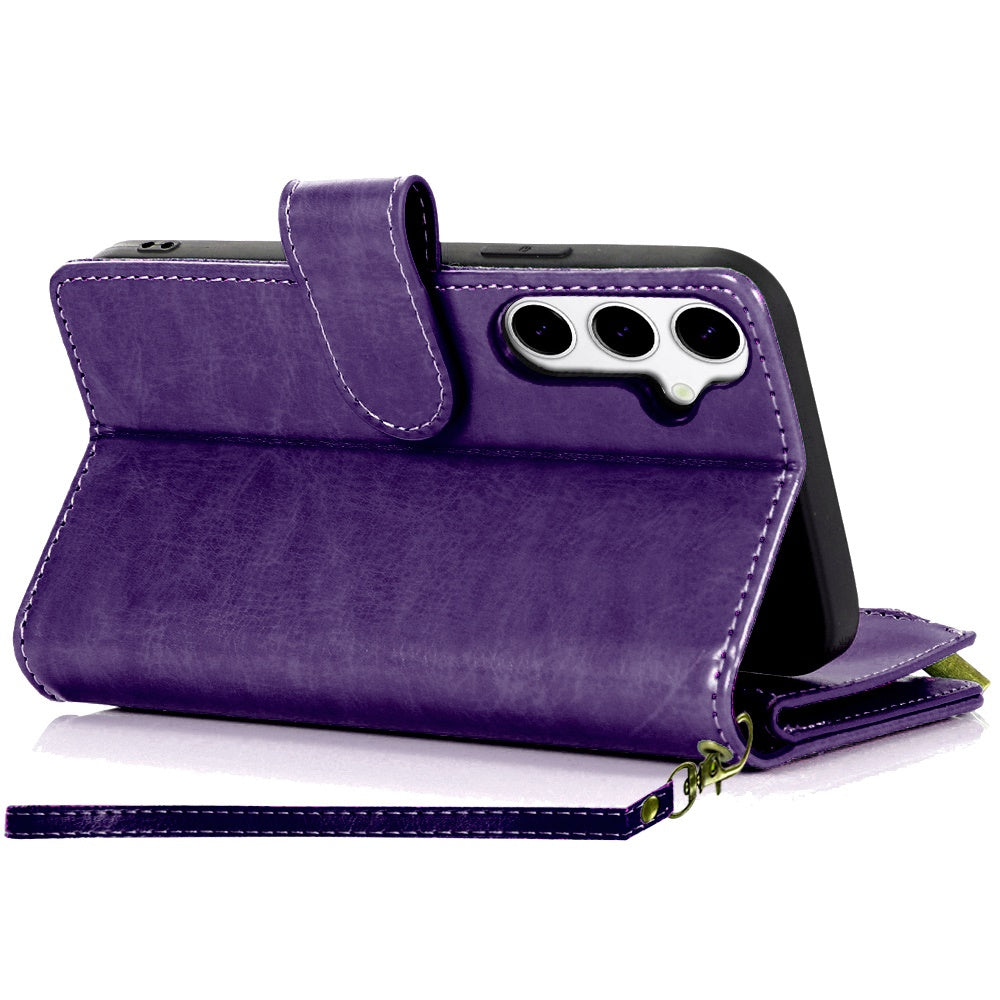 For Samsung Galaxy S25 FE Phone Case, Luxury Wallet Card ID Zipper Money Holder Case Cover